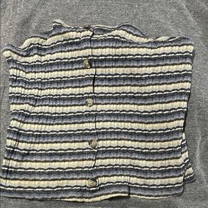 American Eagle Outfitters Striped Crop Top - Blue and Cream